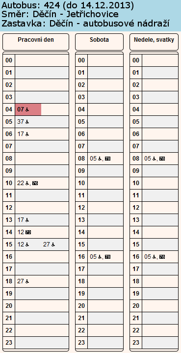 Autobus 424 směr Děčín - Jetřichovice